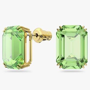 Swarovski Mellenia Emerald Green Stud Earrings with Gold Hardware